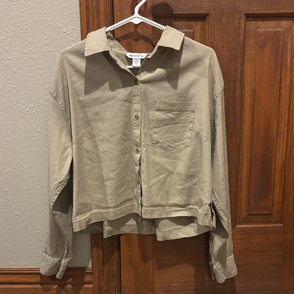 Athleta Khaki Button-Up Shirt